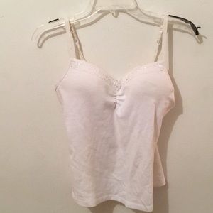white bedazzled tank top with built in bra
